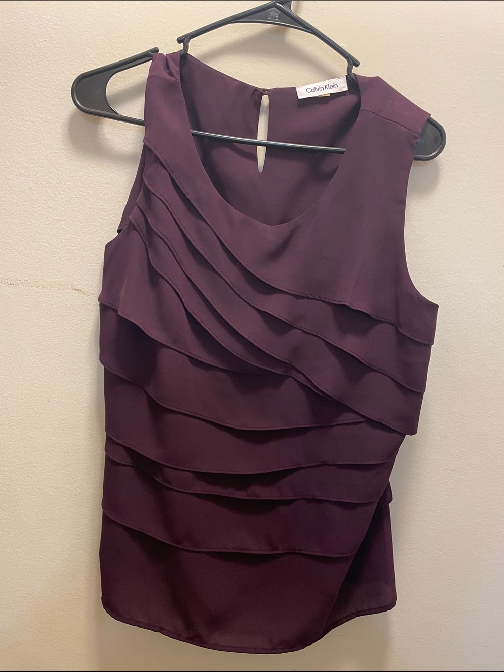 Calvin Klein Plum Layered Ruffle Sleeveless Camisole